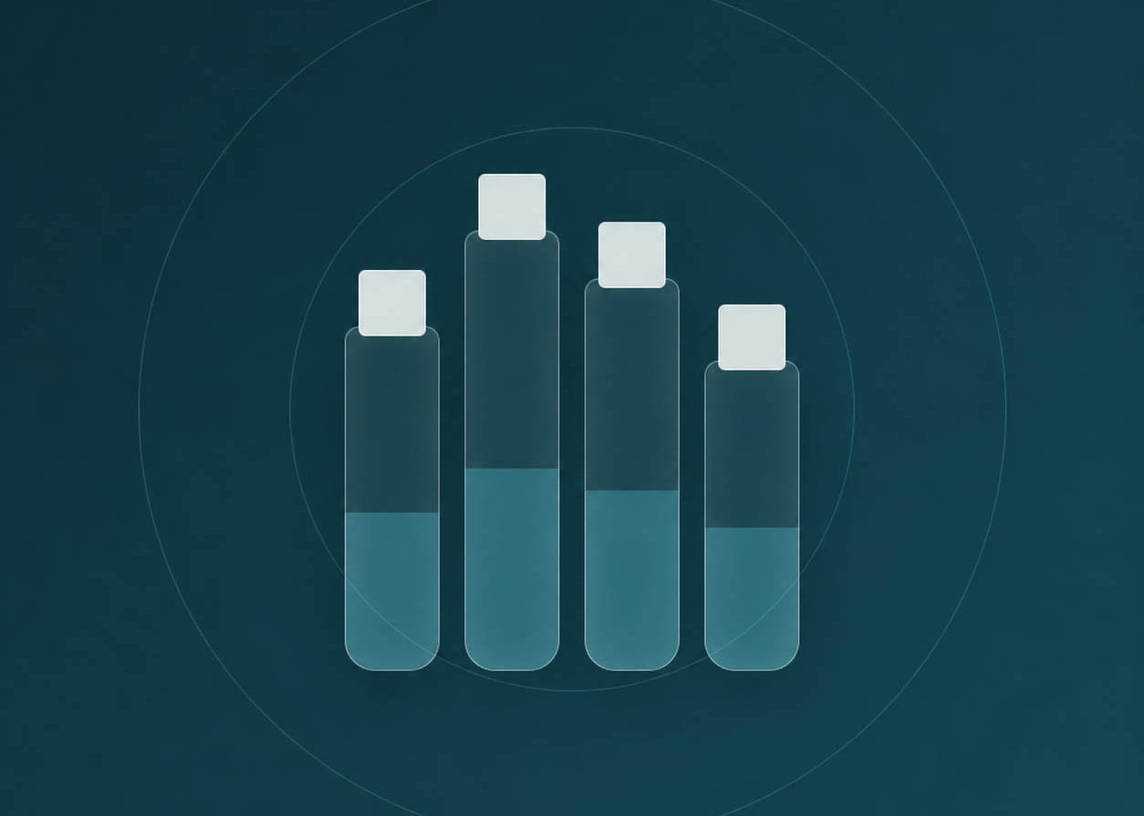 Four Teal Vials with Circular Linework_mbl